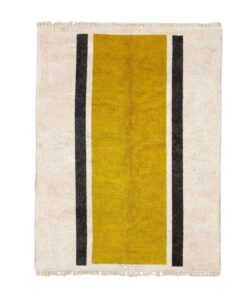 Lamis– Yellow & White Moroccan Carpet– Beni Ourain Custom Geometric Rug
