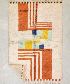 Layali– Moroccan Handmade Abstract Carpet | Beni Ourain White and Brown Rug – Custom Sizes