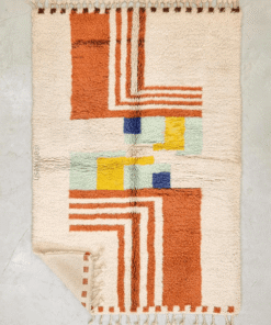 Layali– Moroccan Handmade Abstract Carpet | Beni Ourain White and Brown Rug – Custom Sizes