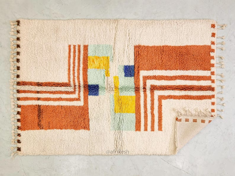 Layali– Moroccan Handmade Abstract Carpet | Beni Ourain White and Brown Rug – Custom Sizes - Image 9