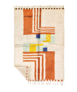 Layali– Moroccan Handmade Abstract Carpet | Beni Ourain White and Brown Rug – Custom Sizes