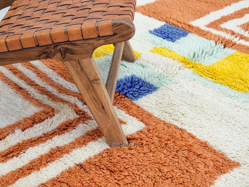 Layali– Moroccan Handmade Abstract Carpet | Beni Ourain White and Brown Rug – Custom Sizes - Image 6