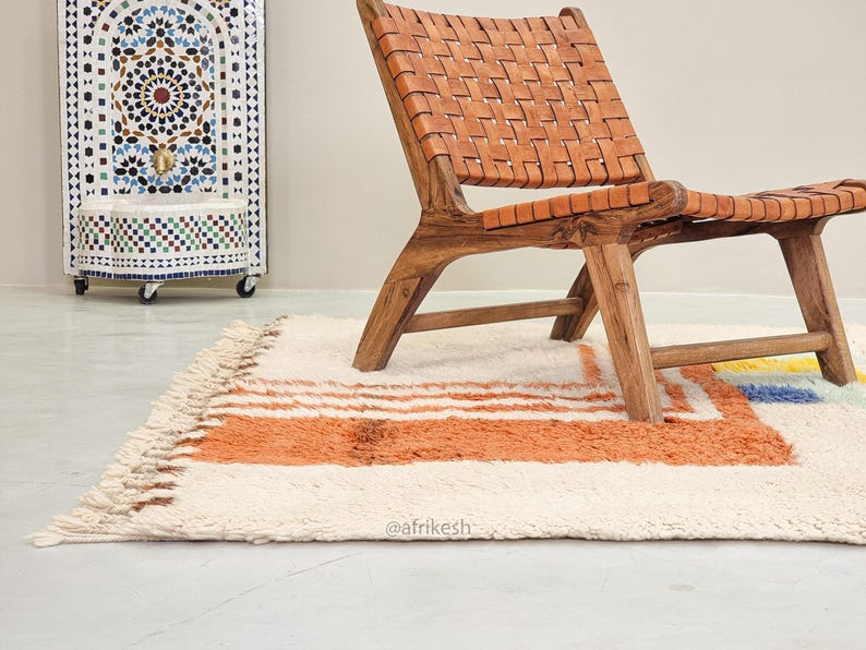 Layali– Moroccan Handmade Abstract Carpet | Beni Ourain White and Brown Rug – Custom Sizes - Image 5
