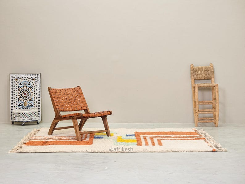 Layali– Moroccan Handmade Abstract Carpet | Beni Ourain White and Brown Rug – Custom Sizes - Image 4