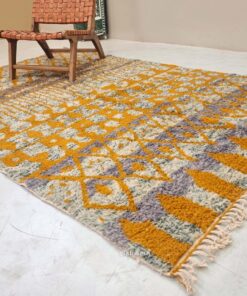 Alternative view of LUSTIA – Beni Ourain Mustard and Blue Rug – Custom Geometric Rug