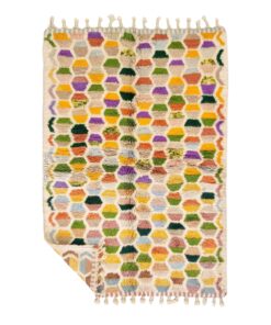 Medina– Beni Ourain Colorful Rug  – White and Purple Geometric Rug | Moroccan Handmade Custom Carpet