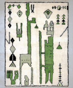 Misk- Green And White Rug – Beni Mrirt Abstract Custom Rugs