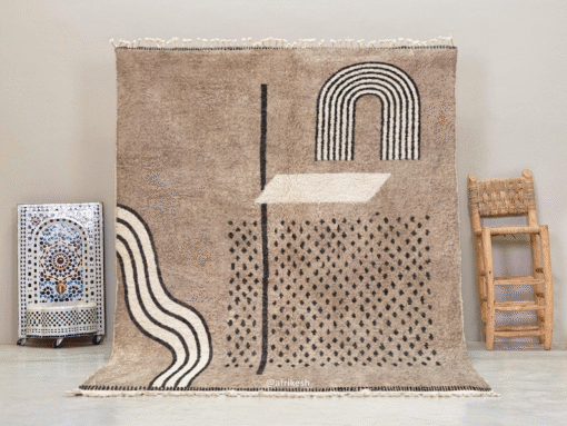 NAFAS – Beige And White Rug – Beni Ourain Abstract Custom Rug