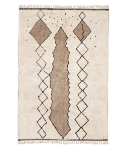 Najat– Moroccan Beni Ourain white and Beige Rug  – Custom Geometric Rug