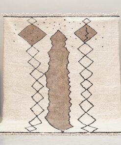 Alternative view of Najat– Moroccan Beni Ourain white and Beige Rug  – Custom Geometric Rug