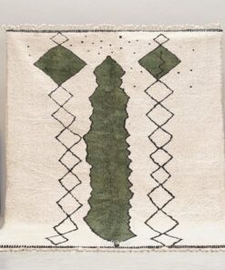 Alternative view of Najat– Moroccan Beni Ourain white and Green Rug – Custom Geometric Rug