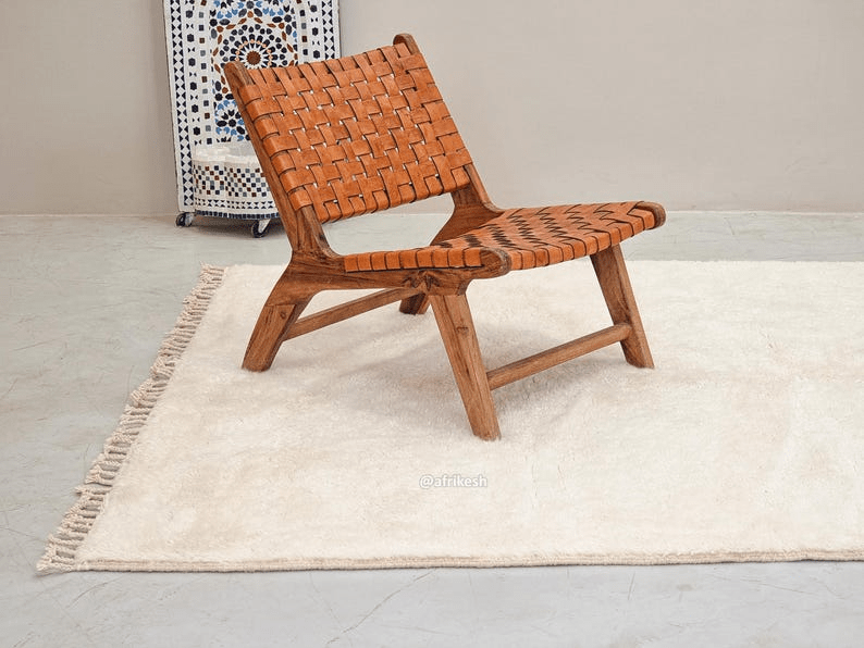 Niloofar– Beni Ourain White Rug – Moroccan Solid Carpet - Image 4