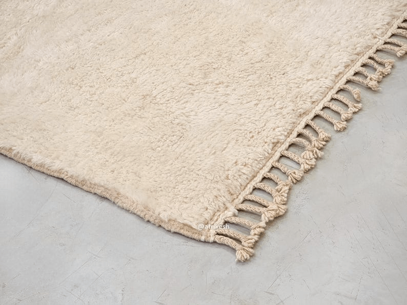 Niloofar– Beni Ourain White Rug – Moroccan Solid Carpet - Image 7