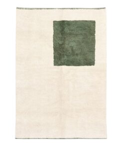 Nouran– Moroccan Beni Ourain Rug Green and White – Custom Geometric Rug