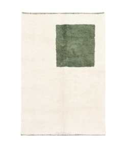 Nouran– Moroccan Beni Ourain Rug Green and White – Custom Geometric Rug