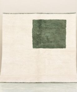 Alternative view of Nouran– Moroccan Beni Ourain Rug Green and White – Custom Geometric Rug