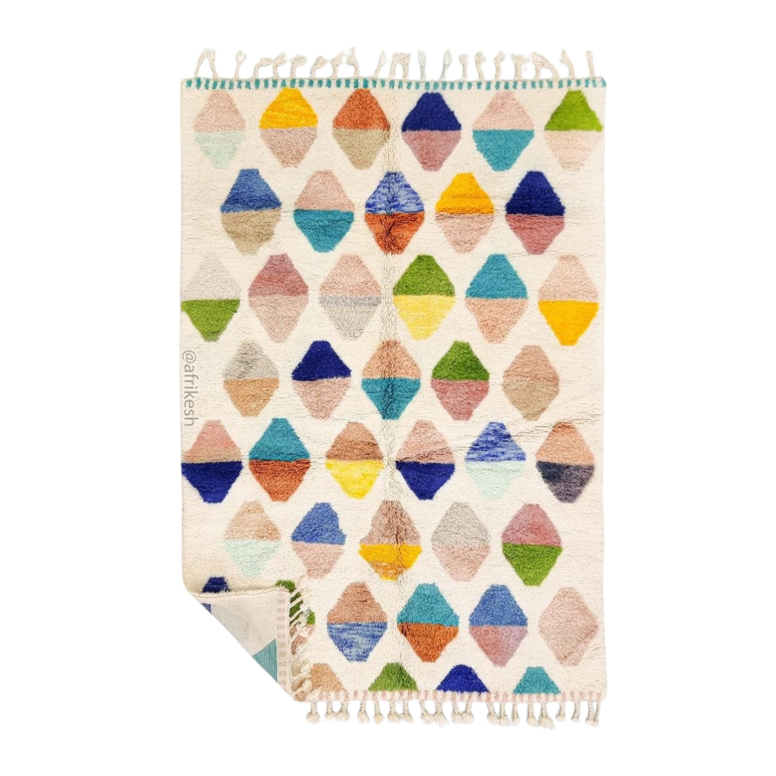NOURIA – White & Yellow Rug– Beni Ourain Geometric Custom Rug