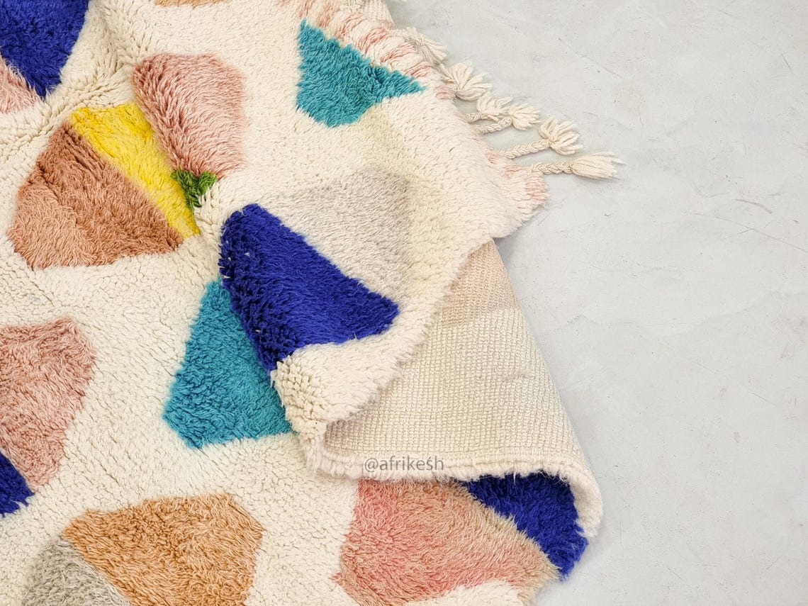 NOURIA – White & Yellow Rug– Beni Ourain Geometric Custom Rug - Image 8