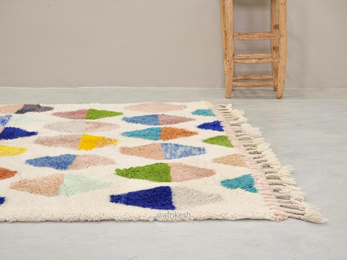 NOURIA – White & Yellow Rug– Beni Ourain Geometric Custom Rug - Image 7