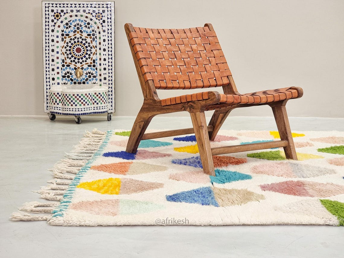 NOURIA – White & Yellow Rug– Beni Ourain Geometric Custom Rug - Image 6