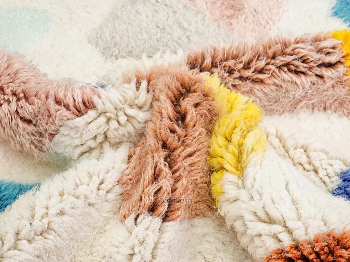 NOURIA – White & Yellow Rug– Beni Ourain Geometric Custom Rug - Image 10