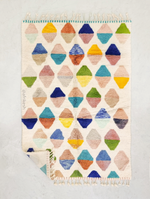 NOURIA – White & Yellow Rug– Beni Ourain Geometric Custom Rug