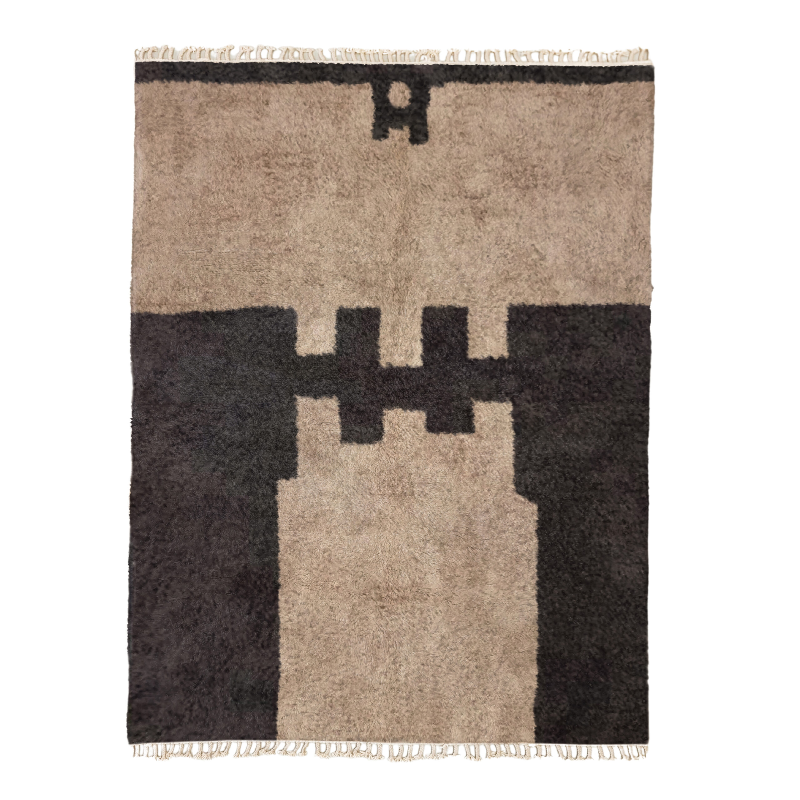 Ranya – Beige And Black Rug – Beni Ourain Abstract Custom Rug