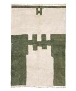 RANYA –  Beni Ourain Abstract Rug | Green & White Rug -Custom sizes