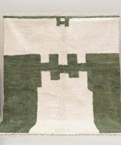 Alternative view of RANYA –  Beni Ourain Abstract Rug | Green & White Rug -Custom sizes