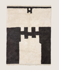 Ranya  – Black And White Rug – Beni Ourain Abstract Custom Rug