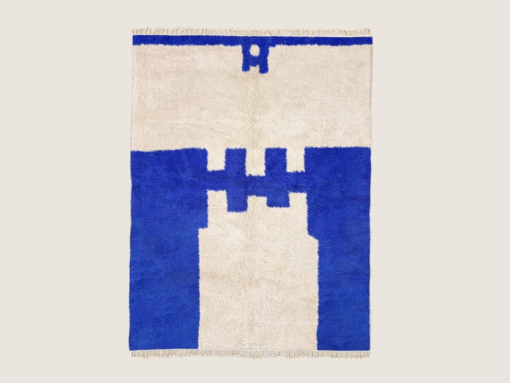 Ranya  – Blue And White Rug – Beni Ourain Abstract Custom Rug