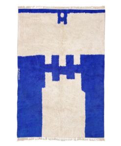 Ranya  – Blue And White Rug – Beni Ourain Abstract Rug