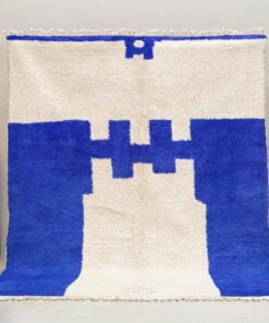 Alternative view of Ranya  – Blue And White Rug – Beni Ourain Abstract Rug