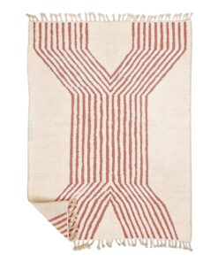 Samira – Beni Ourain Striped Rug – White & Teracotta Orange Custom  Rug