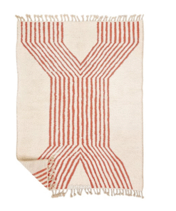 Samira – Beni Ourain Striped Rug – White & Teracotta Orange Custom  Rug