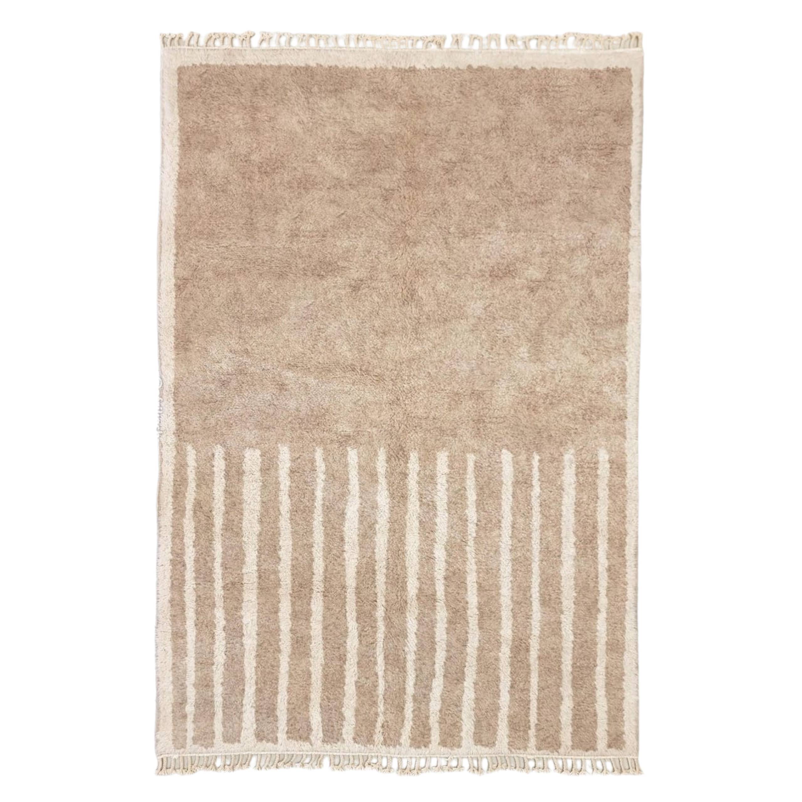 Sana– Beige and white Striped Rug | Moroccan Beni Ourain Rug – Custom Sizes