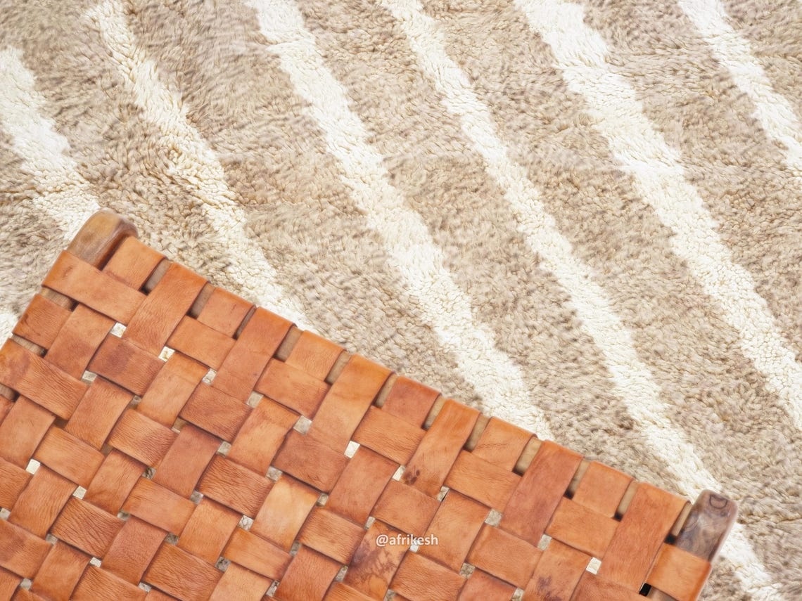 Sana– Beige and white Striped Rug | Moroccan Beni Ourain Rug – Custom Sizes - Image 6