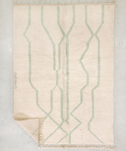Siham– White And Green Rug – Beni Ourain Abstract Custom Rug