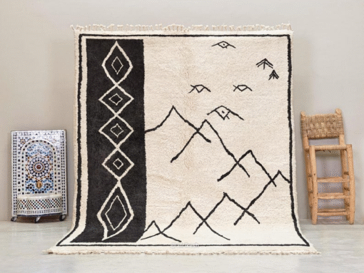 Siraj – Moroccan Beni Ourain Black and White Rug – Custom Geometric Berber Rug