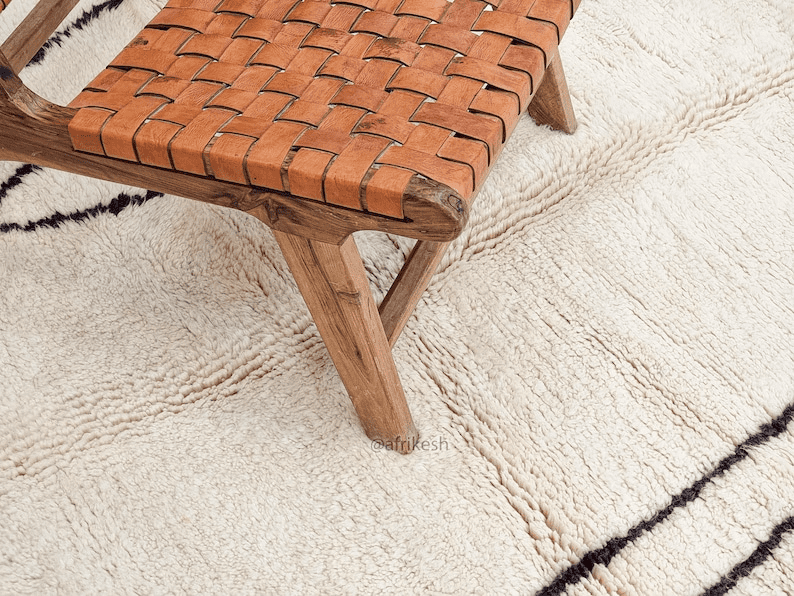 Soraya– White and Black Rug | Moroccan Beni Ourain Striped Carpet– Custom Sizes - Image 6