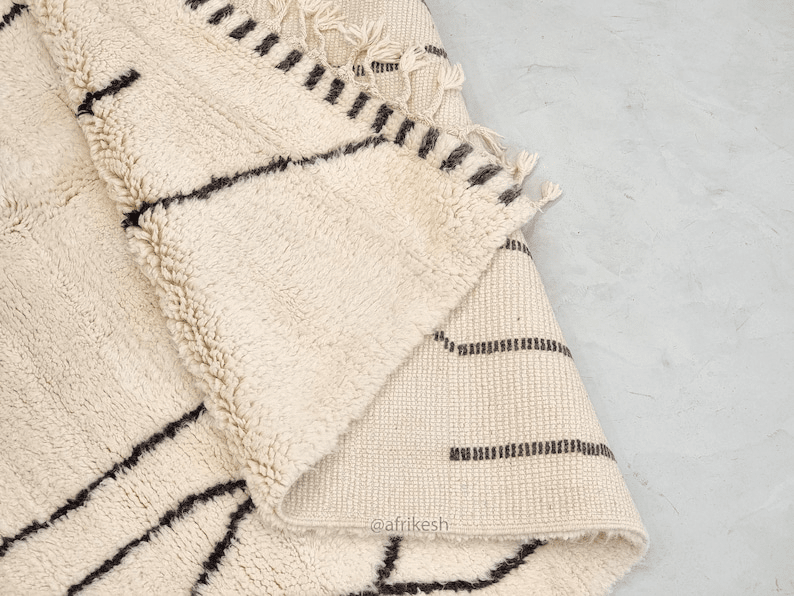 Soraya– White and Black Rug | Moroccan Beni Ourain Striped Carpet– Custom Sizes - Image 8