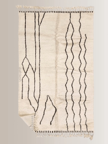 Soraya– White and Black Rug | Moroccan Beni Ourain Striped Carpet– Custom Sizes