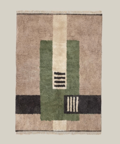 Tafsut – Beni Ourain Green and Beige Rug – Handmade Geometric Custom Rug