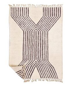 TAIBA – Beni Ourain Striped And Custom Rug – White & Deep garnet red Rug