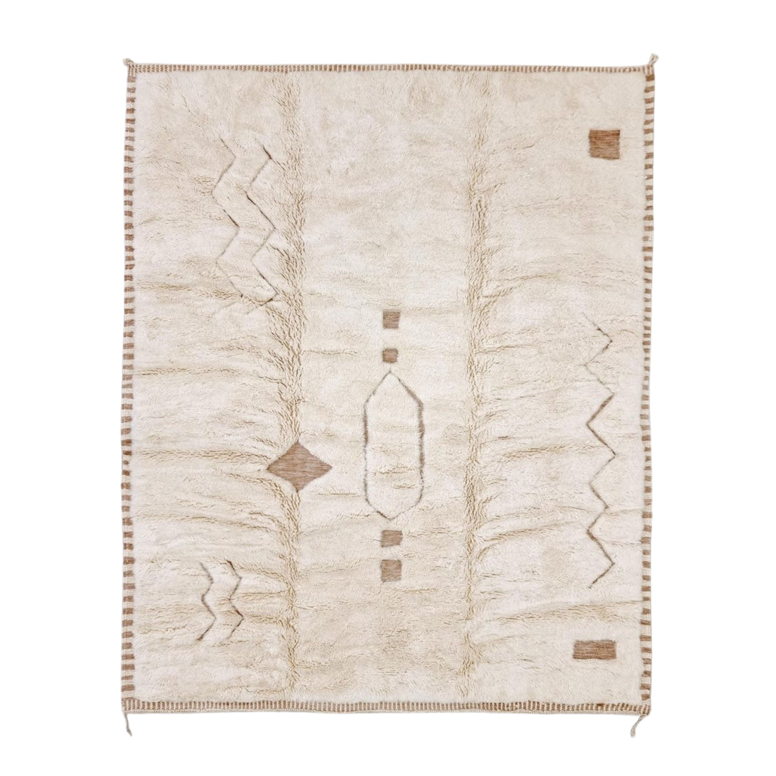 Tamlalt – Beige And White Rug – Beni Mrirt Geometric Custom Rug