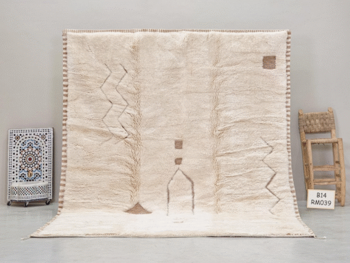 Tamlalt – Beige And White Rug – Beni Mrirt Geometric Custom Rug