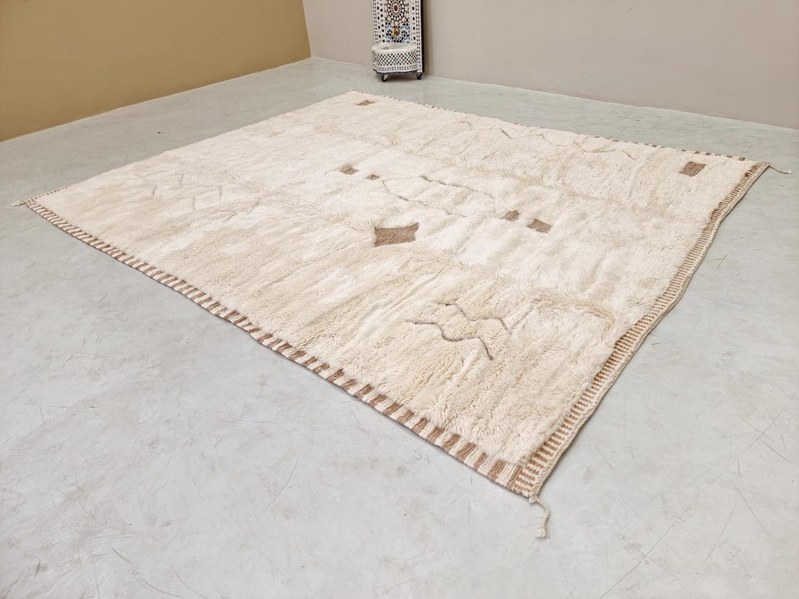 Tamlalt – Beige And White Rug – Beni Mrirt Geometric Custom Rug - Image 2