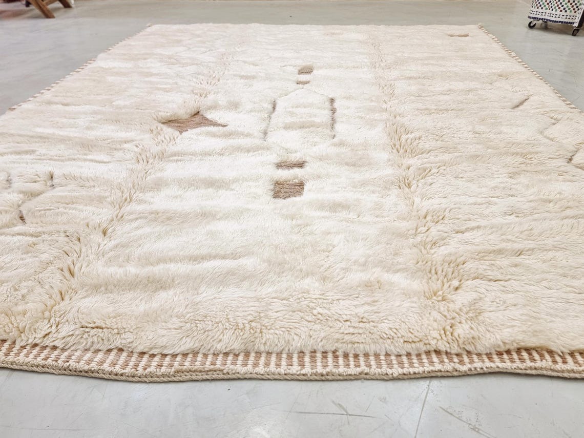 Tamlalt – Beige And White Rug – Beni Mrirt Geometric Custom Rug - Image 3