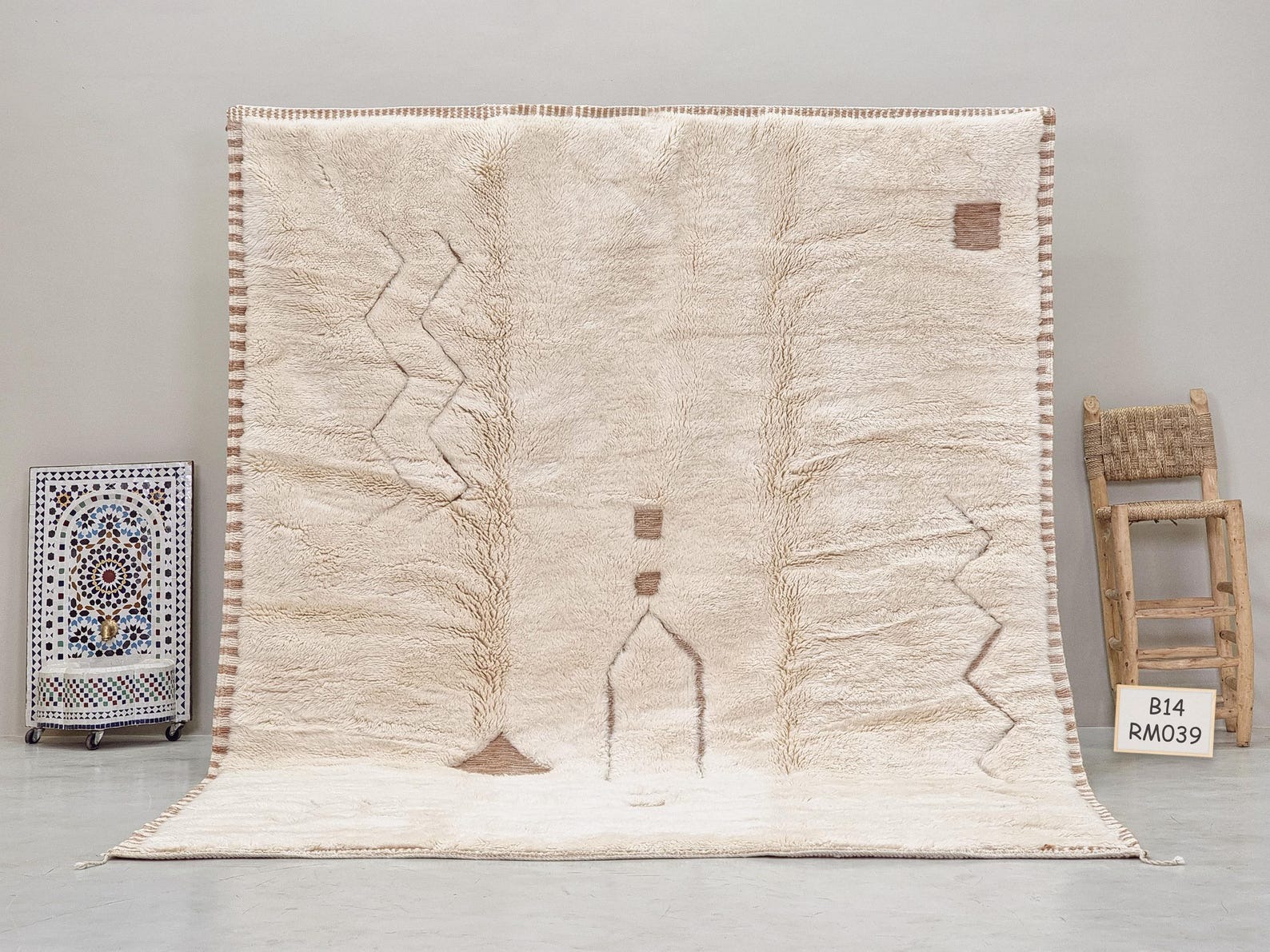 Tamlalt – Beige And White Rug – Beni Mrirt Geometric Custom Rug - Image 4