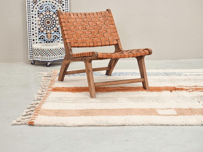 Tanagh – White and Brown Striped Rug | Moroccan Beni Ourain Rug – Custom Sizes - Image 5